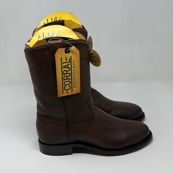 Corral A4068 Cowboy Roper Boots Mens 10 EE Brown Cow Leather Mid Calf Western - Picture 3 of 15